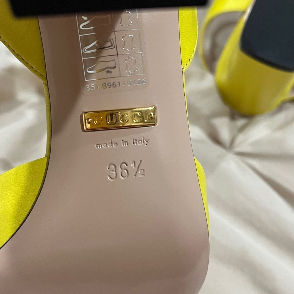 Gucci Yellow Heeled Sandals - Picture 4 of 8